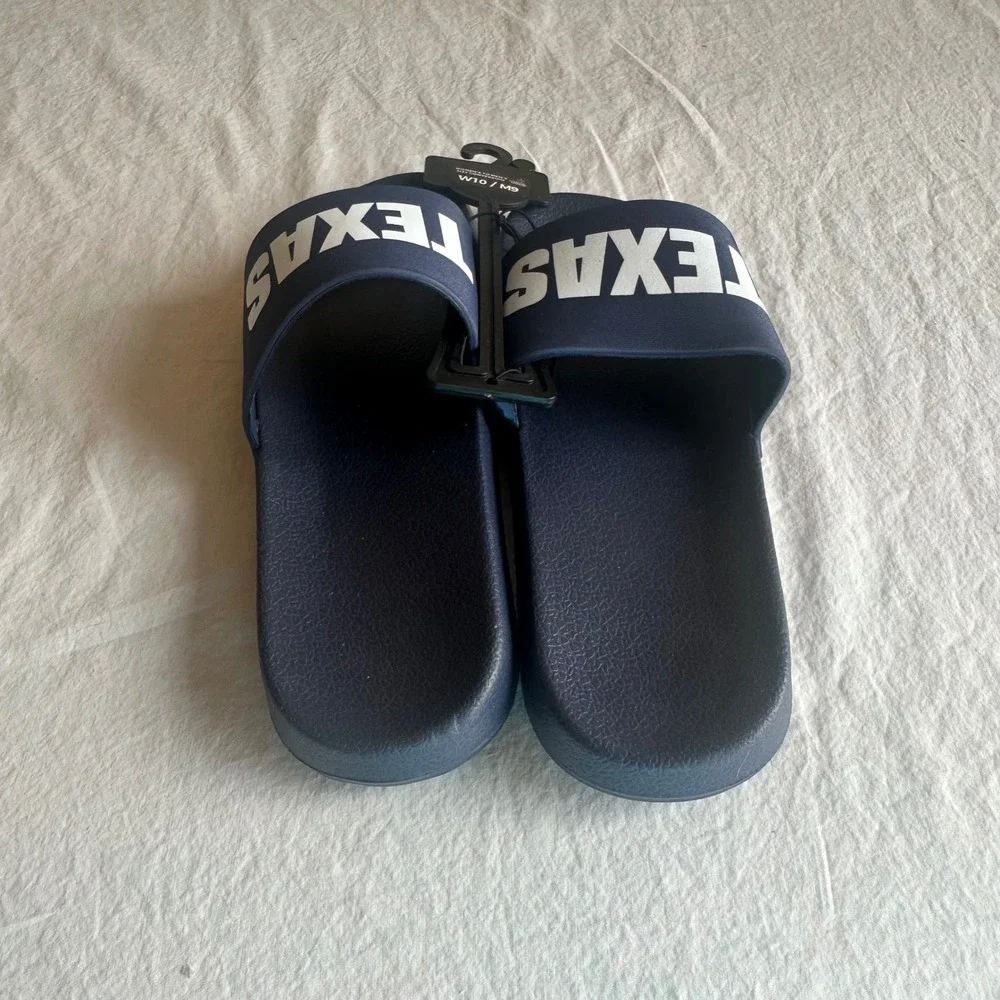 NWT Texas Slip On Slider Sandals Navy Unisex W10/M9 Everyday Beachwear Pool